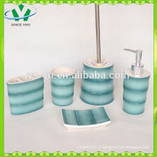 YSb50015-02 set de salle de bains en céramique bleue avec design en bambou